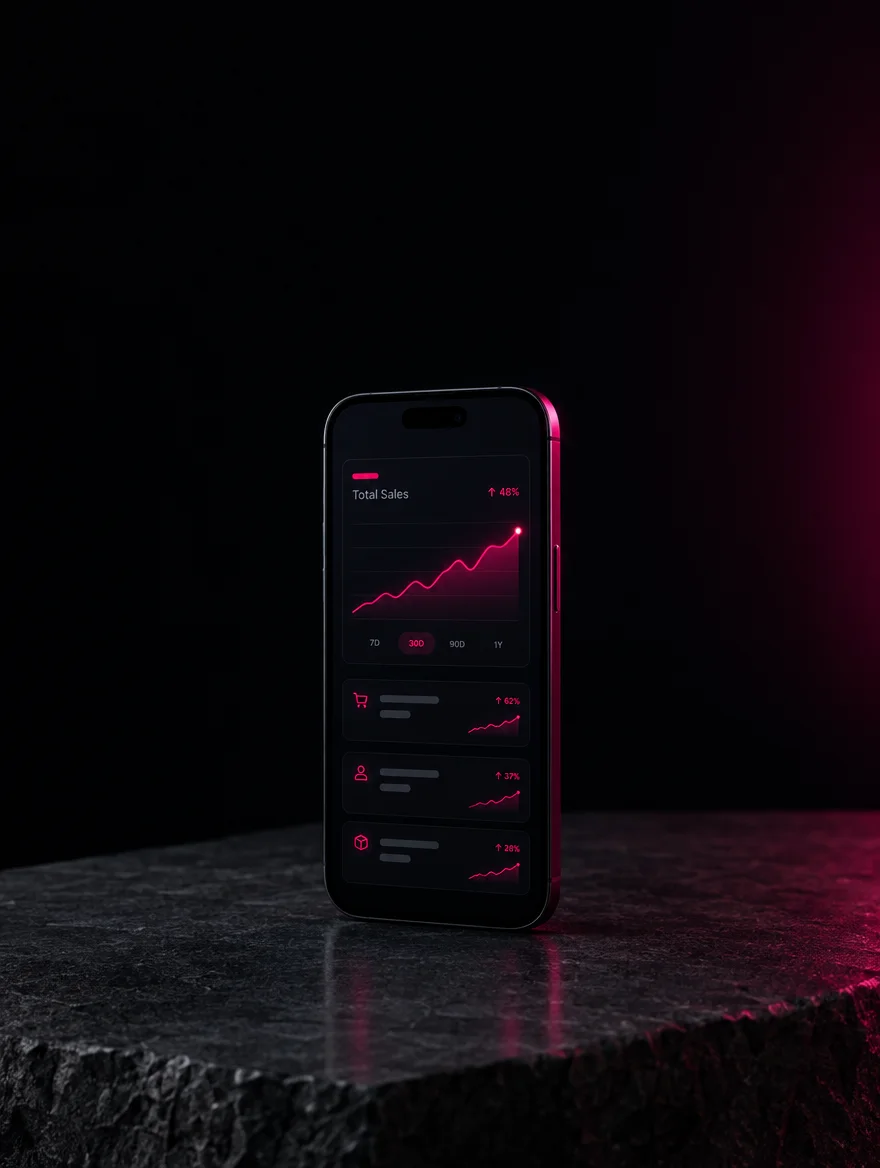 Celular com painel de vendas em alta